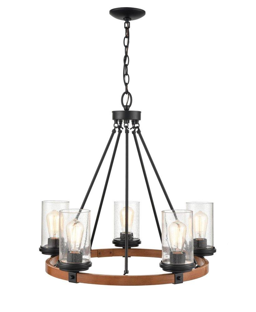 Millennium Lighting Matte Black/Wood Grain 5-Light Chandelier Ceiling Light 