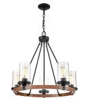 Millennium Lighting Matte Black/Wood Grain 5-Light Chandelier Ceiling Light 