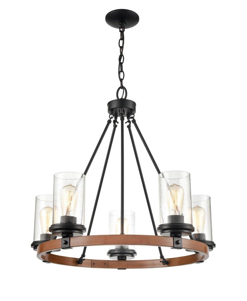 Millennium Lighting Matte Black/Wood Grain 100W 5-Light Medium E-26 Chandelier 