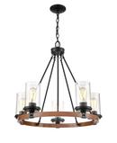 Millennium Lighting Matte Black/Wood Grain 100W 5-Light Medium E-26 Chandelier 