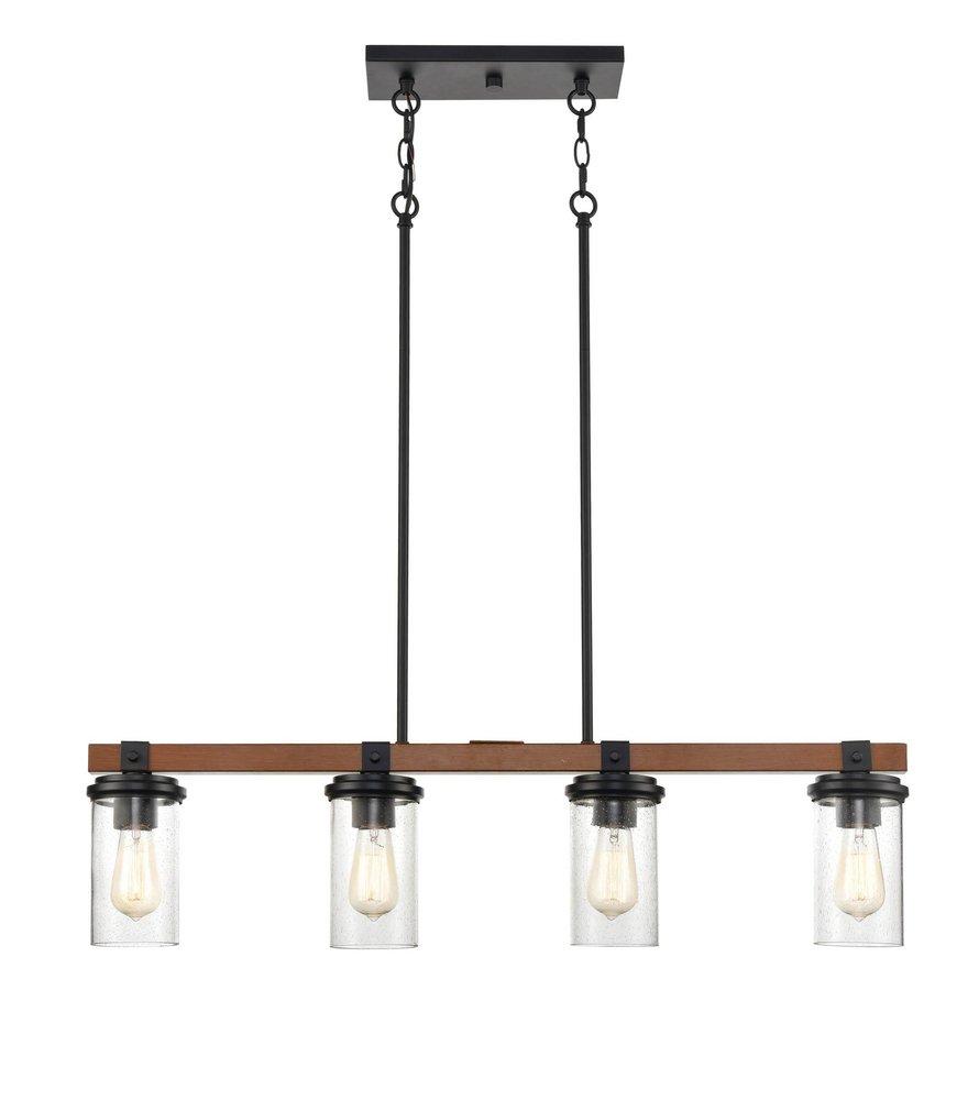 Millennium Lighting Matte Black/Wood Grain 100W 4-Light Medium E-26 Island Light 