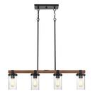 Millennium Lighting Matte Black/Wood Grain 100W 4-Light Medium E-26 Island Light 