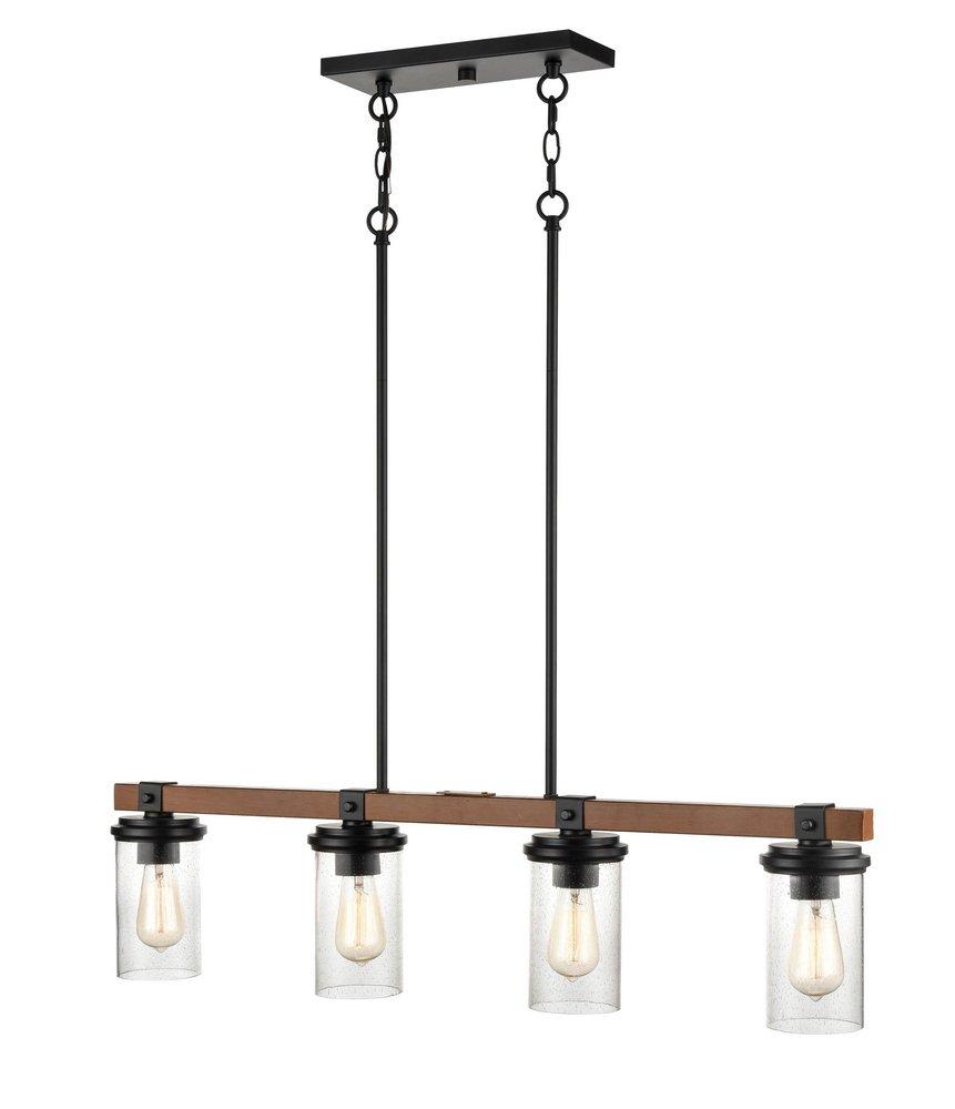 Millennium Lighting Matte Black/Wood Grain 100W 4-Light Medium E-26 Island Light 