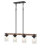 Millennium Lighting Matte Black/Wood Grain 100W 4-Light Medium E-26 Island Light 