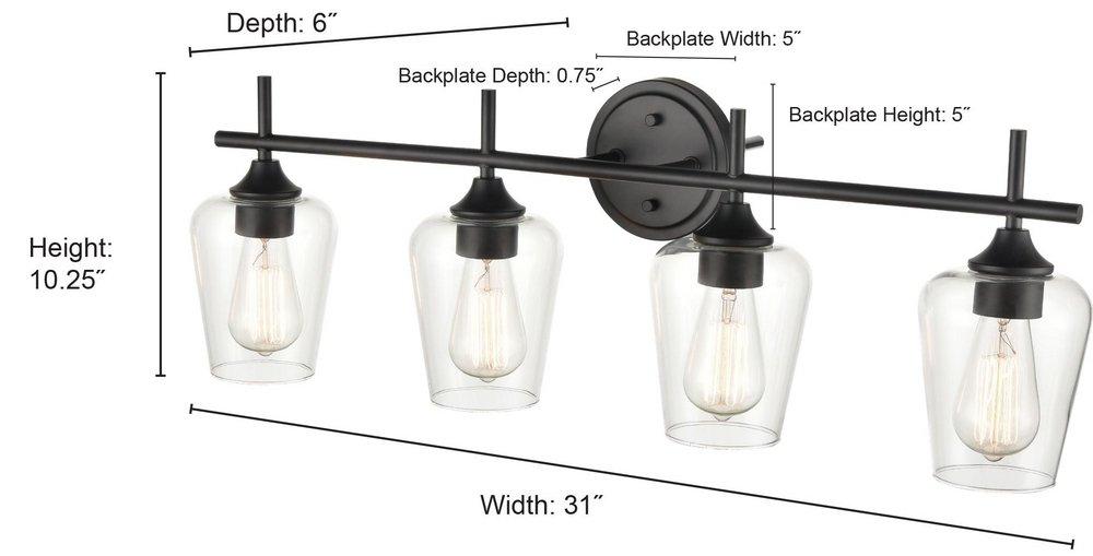 Millennium Lighting Matte Black 4-Light Vanity Fixture 
