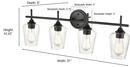 Millennium Lighting Matte Black 4-Light Vanity Fixture 