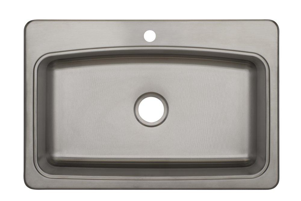 PROFLO&reg; Stainless Steel 33 x 22 in. Stainless Steel Single Bowl Drop-in Kitchen Sink 