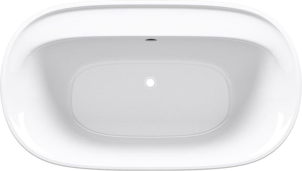 Sterling White 60-3/16 x 34-1/4 in. Freestanding Bathtub with Center Rear Drain 