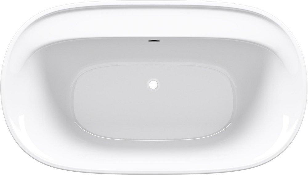 Sterling White 60-3/16 x 34-1/4 in. Freestanding Bathtub with Center Rear Drain 
