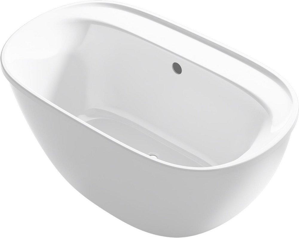 Sterling White 60-3/16 x 34-1/4 in. Freestanding Bathtub with Center Rear Drain 