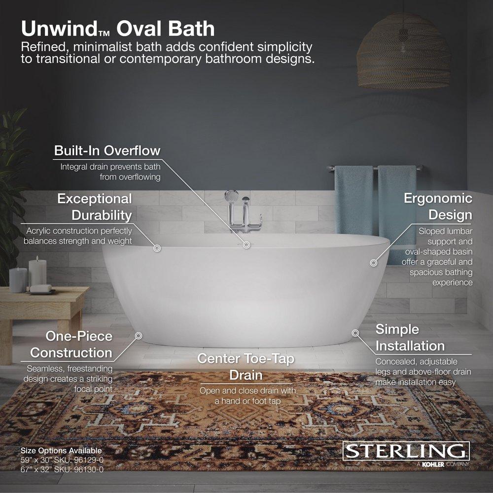 Sterling White 66-15/16 x 31-1/2 in. Freestanding Bathtub Center 