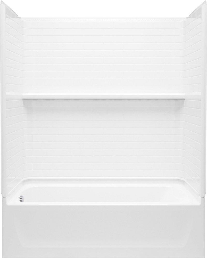 60 x 30 in. Vikrell Tub & Shower Unit with Left Drain in White 