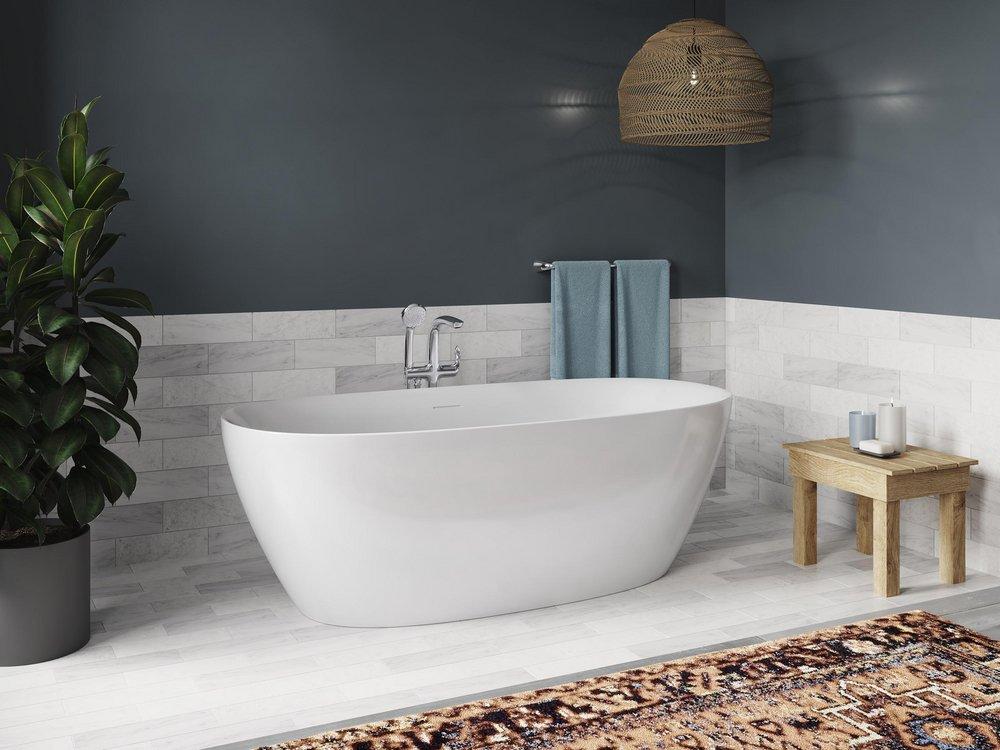 Sterling White 59-1/16 x 29-9/16 in. Freestanding Bathtub Center 