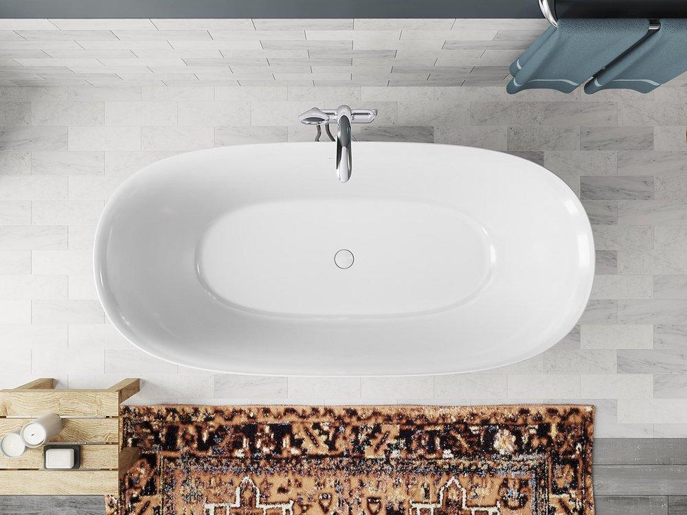 Sterling White 59-1/16 x 29-9/16 in. Freestanding Bathtub Center 