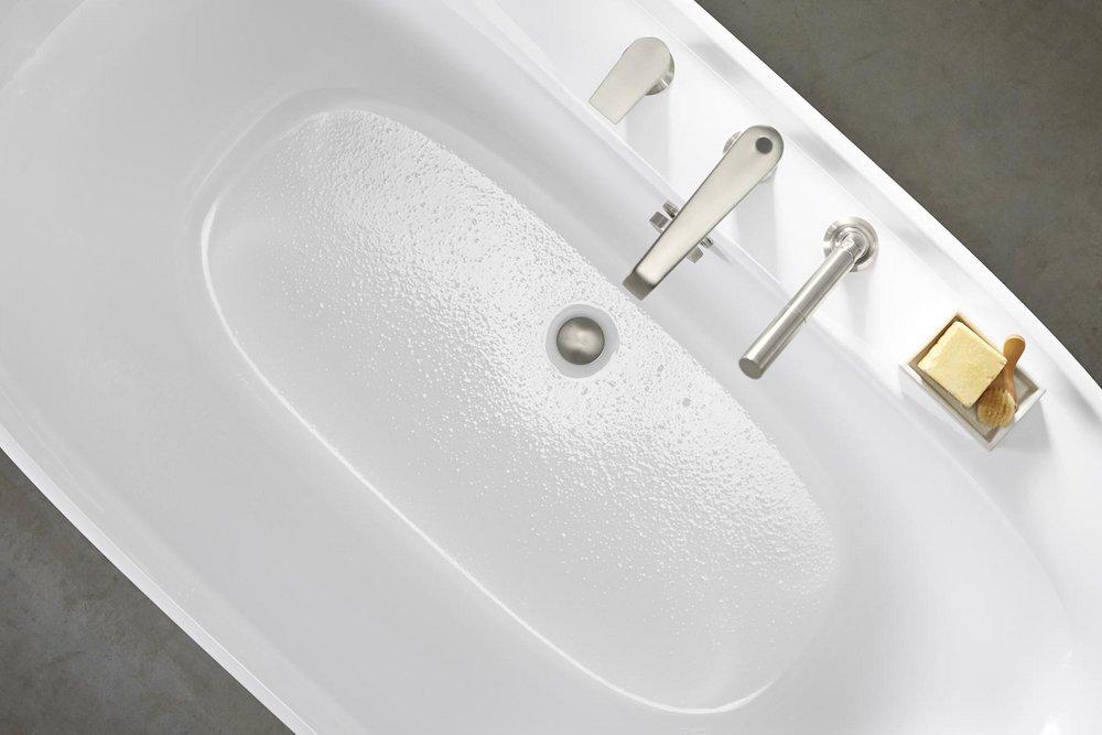 Sterling White 65-7/16 x 36-1/4 in. Freestanding Bathtub with Center Rear Drain 