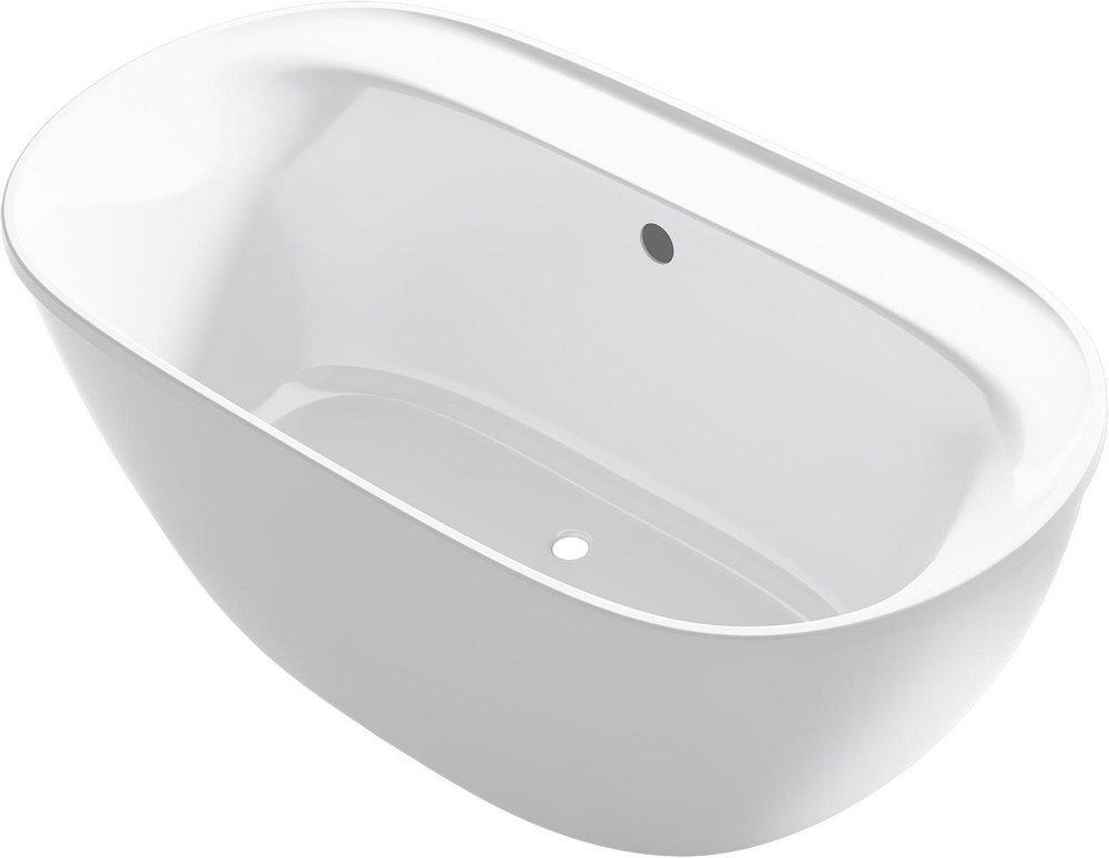 Sterling White 65-7/16 x 36-1/4 in. Freestanding Bathtub with Center Rear Drain 