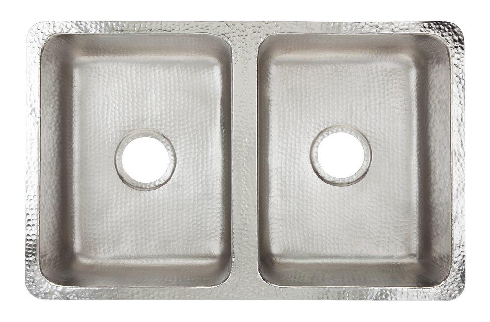 Thompson Stainless Steel 20 x 31 in. Brass 2 Bowl Drop-in Undermount Kitchen Sink 