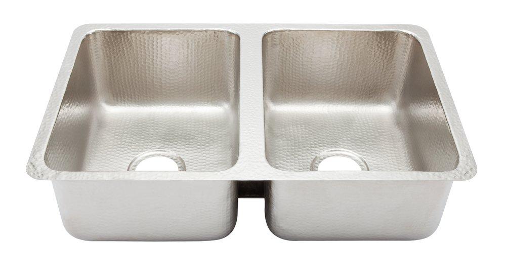 Thompson Stainless Steel 20 x 31 in. Brass 2 Bowl Drop-in Undermount Kitchen Sink 