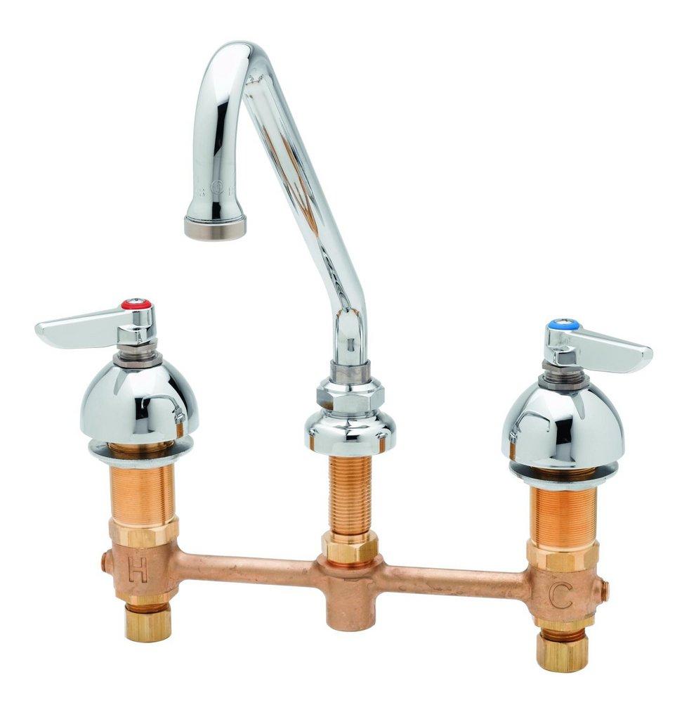 T&S Brass Chrome Plated Two Handle Widespread Bathroom Sink Faucet 