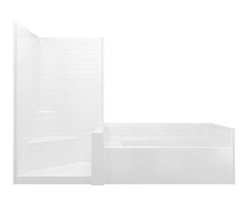 Aquatic White 43-1/4 x 114 in. Tub & Shower Unit with Left Drain 