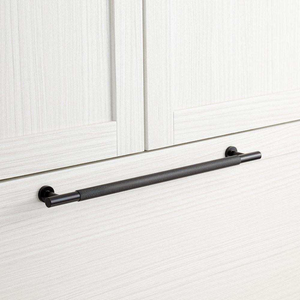 Signature Hardware Matte Black 20 in. Rectangular Knurled Appliance Pull 