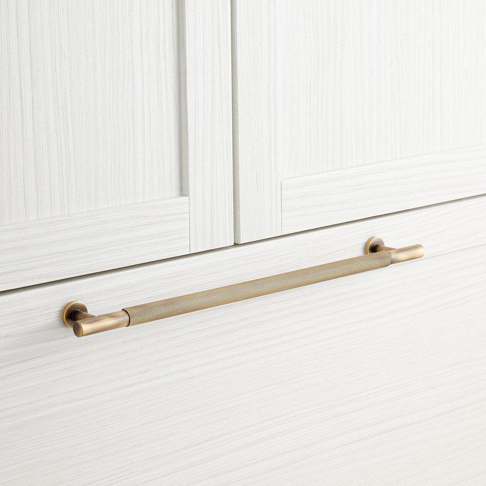 Signature Hardware Antique Brass 14 in. Rectangular Knurled Appliance Pull 