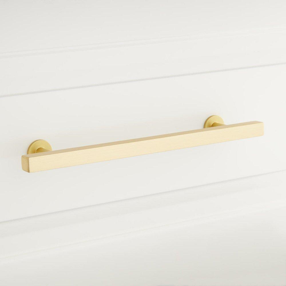 Signature Hardware Satin Brass 6 in. Rectangular Adjustable Cabinet Pull 