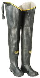 35 in. Size 7 Plastic Hip Waders with Fabric Lined and Steel Toe in Black
