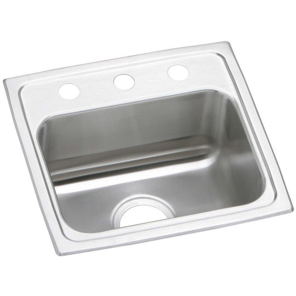Elkay Brushed Satin 17 x 16 in. Stainless Steel Single Bowl Drop-in Kitchen Sink in Brushed Satin 