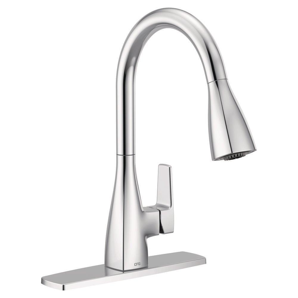 CFG Chrome Single Handle Pull Down Kitchen Faucet 