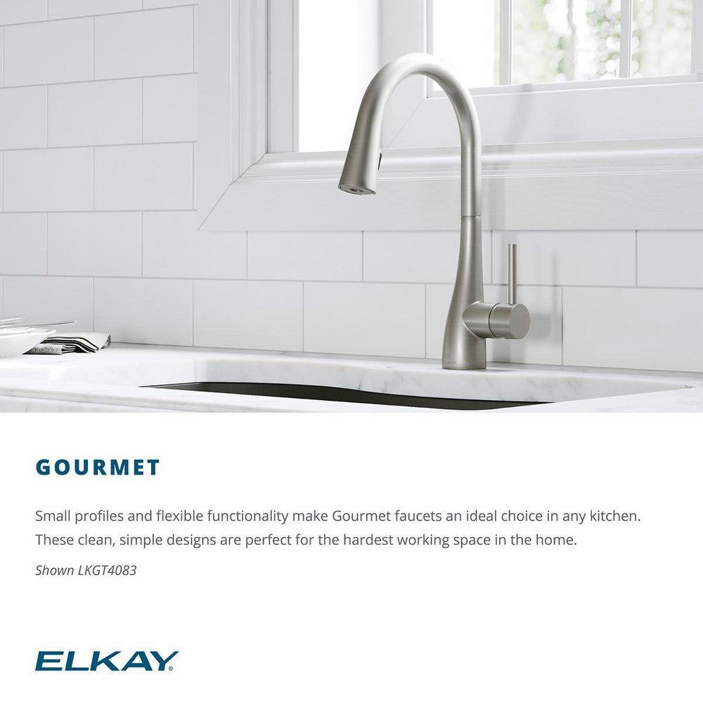 Elkay Lustrous Steel Single Handle Pull Down Kitchen Faucet 