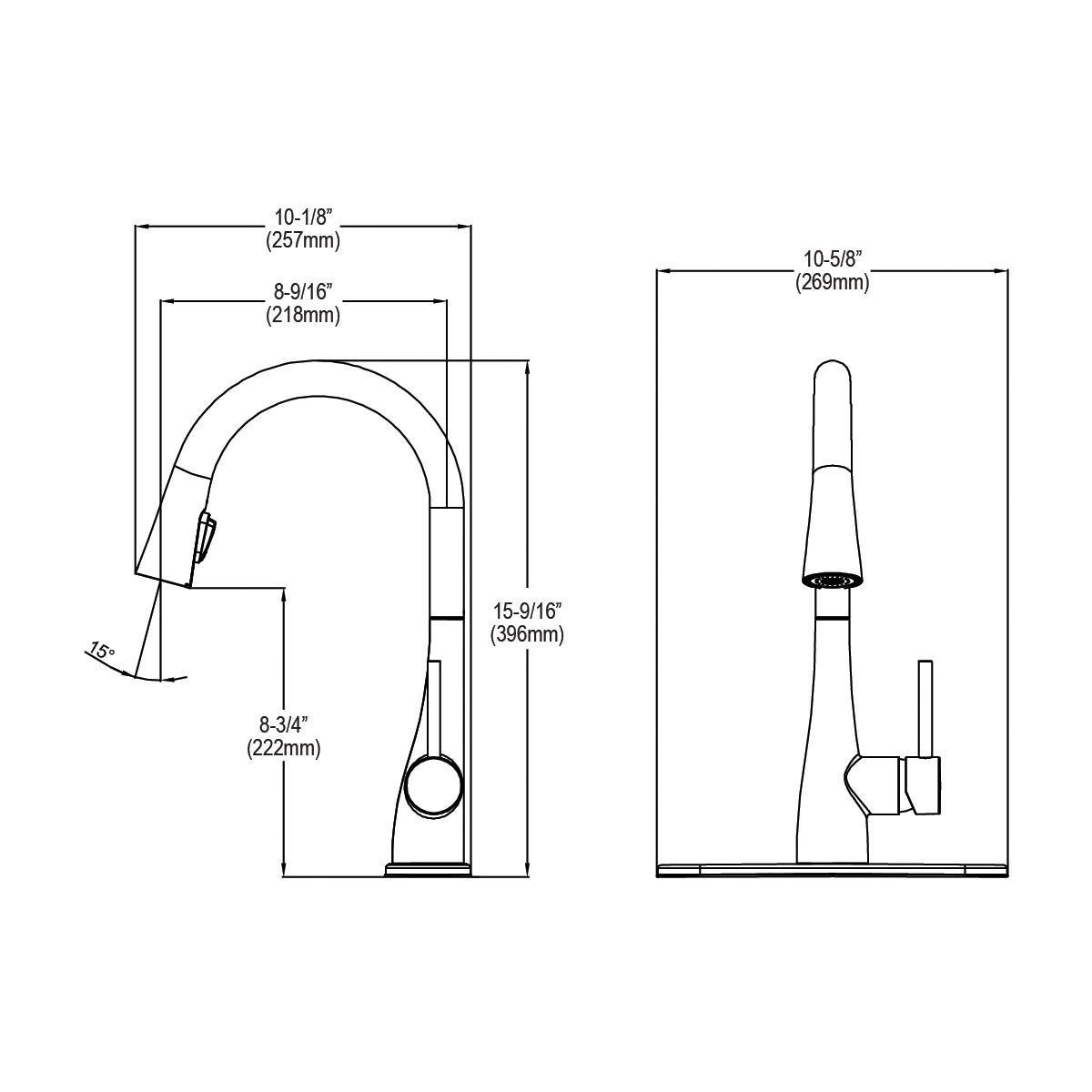 Elkay Lustrous Steel Single Handle Pull Down Kitchen Faucet 