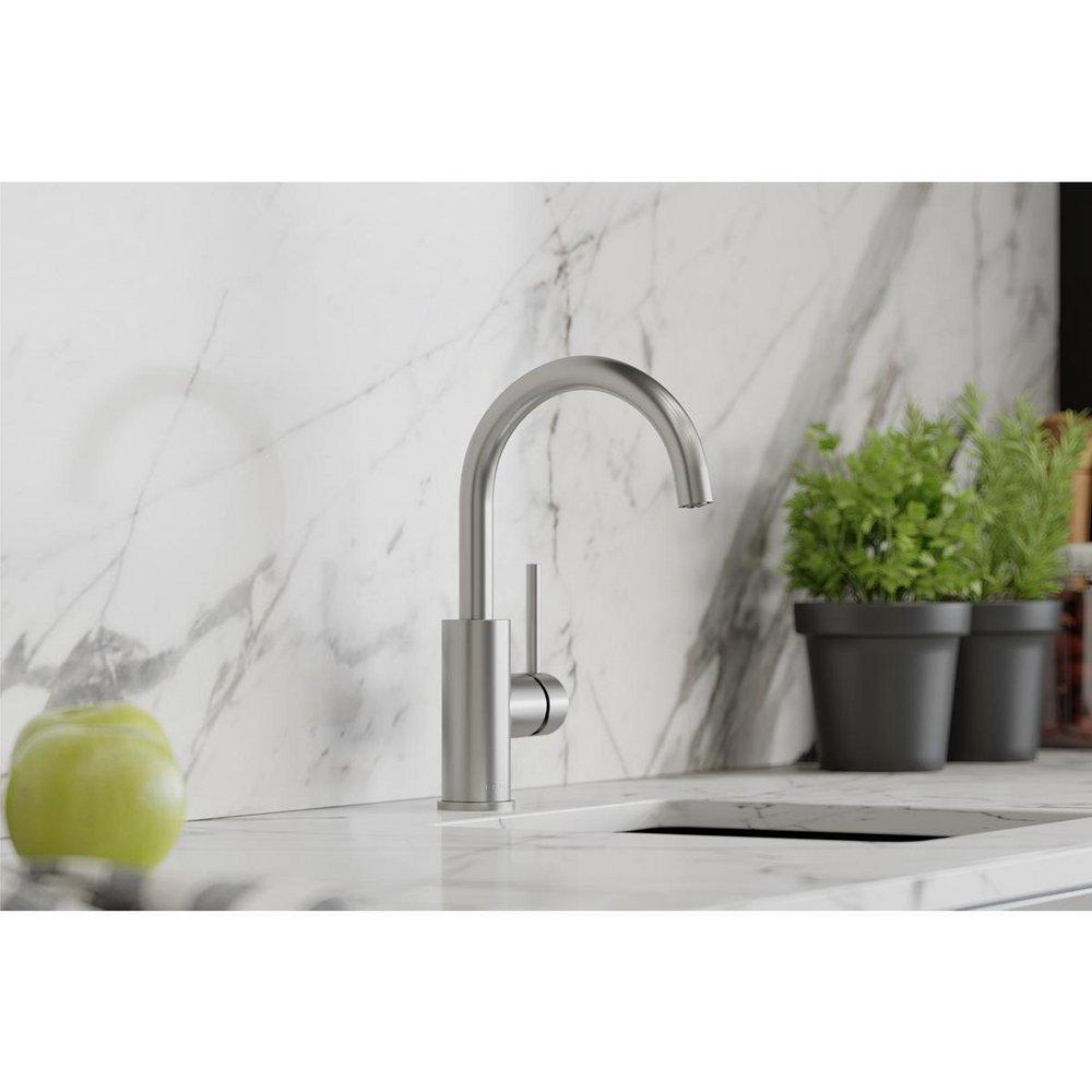 Single Handle Lever Bar Faucet in Lustrous Steel 