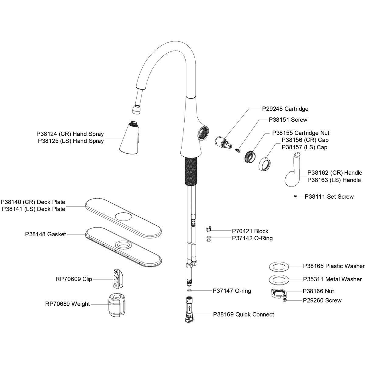 Single Handle Pull Down Kitchen Faucet in Chrome 