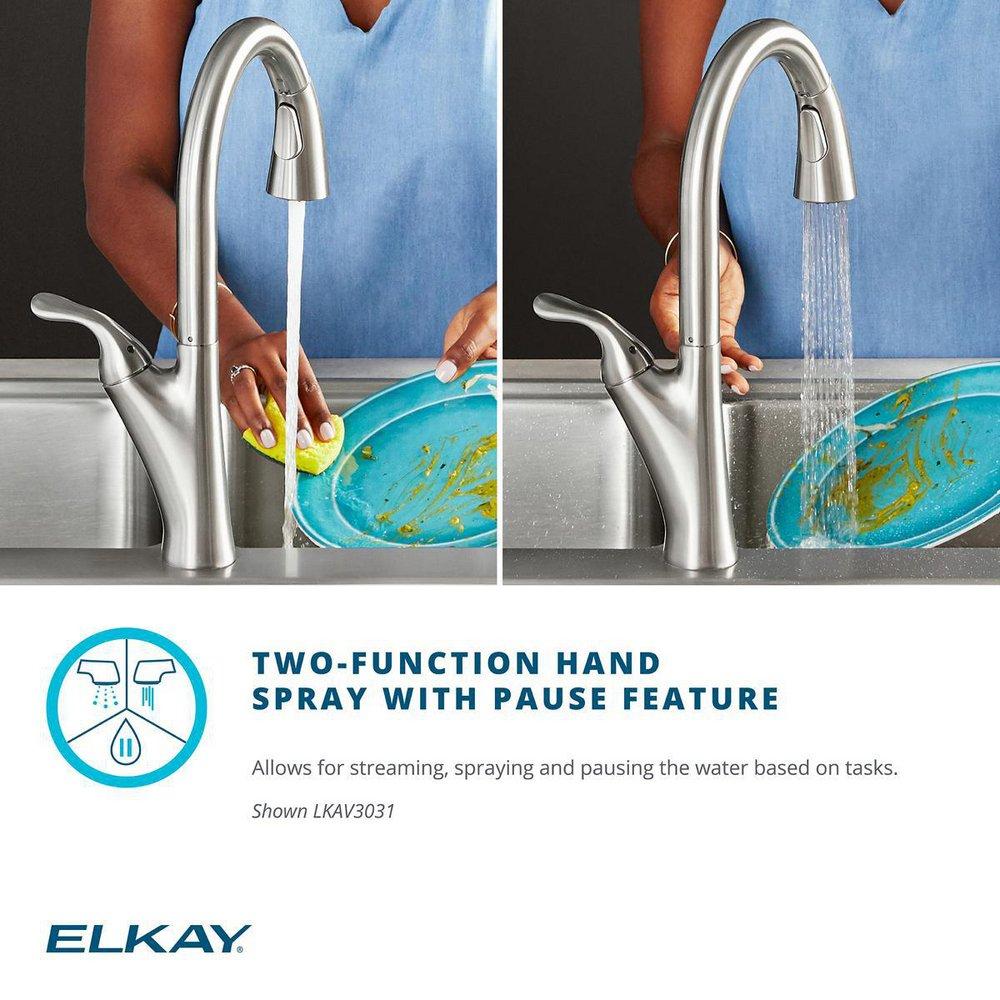 Elkay Lustrous Steel Single Handle Pull Down Kitchen Faucet 