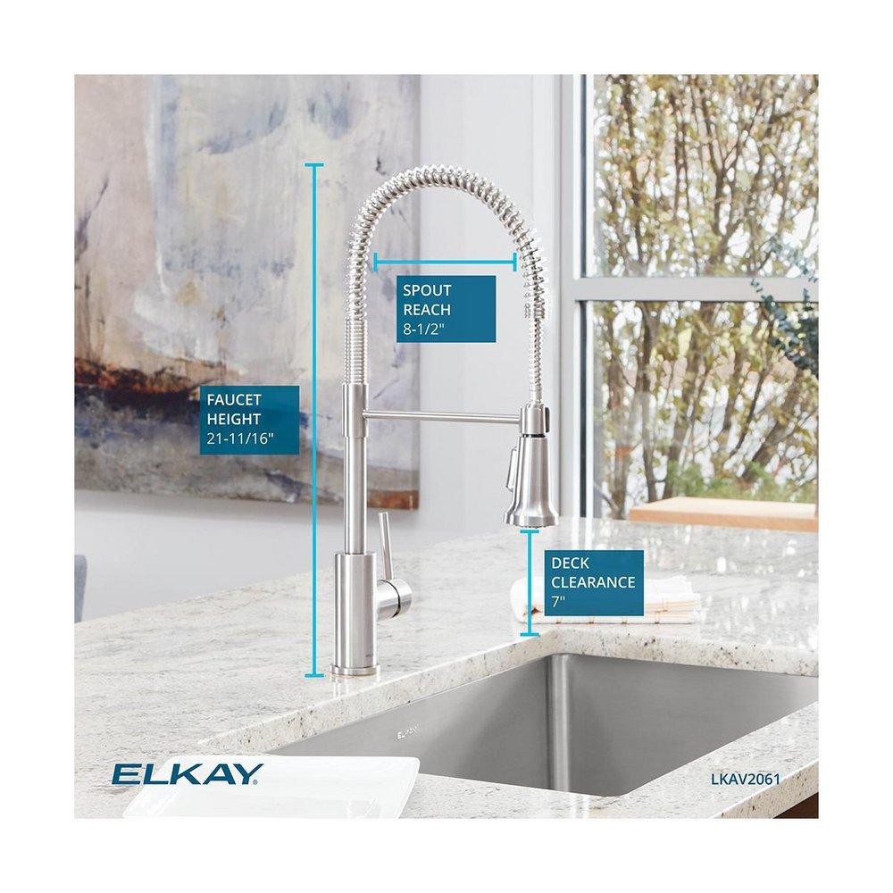 Elkay Lustrous Steel Single Handle Pull Down Kitchen Faucet 