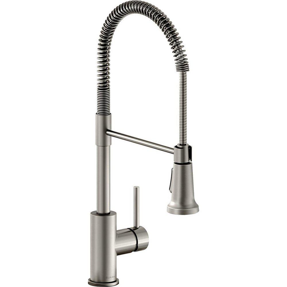Elkay Lustrous Steel Single Handle Pull Down Kitchen Faucet 