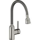 Single Handle Forward Rotating Lever Laundry Faucet in Lustrous Steel