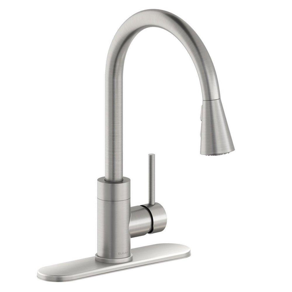 Single Handle Pull Down Kitchen Faucet in Lustrous Steel 