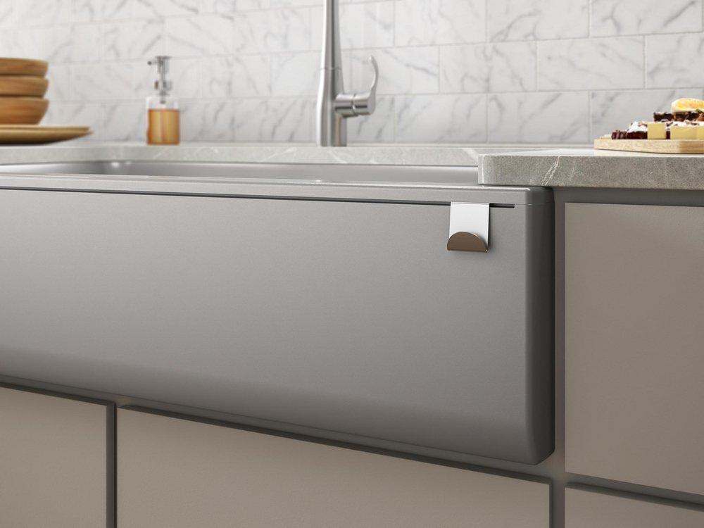 KOHLER Matte Grey 34 x 21-3/16 in. No-Hole Composite Single Bowl Farmhouse and Undermount Kitchen Sink 