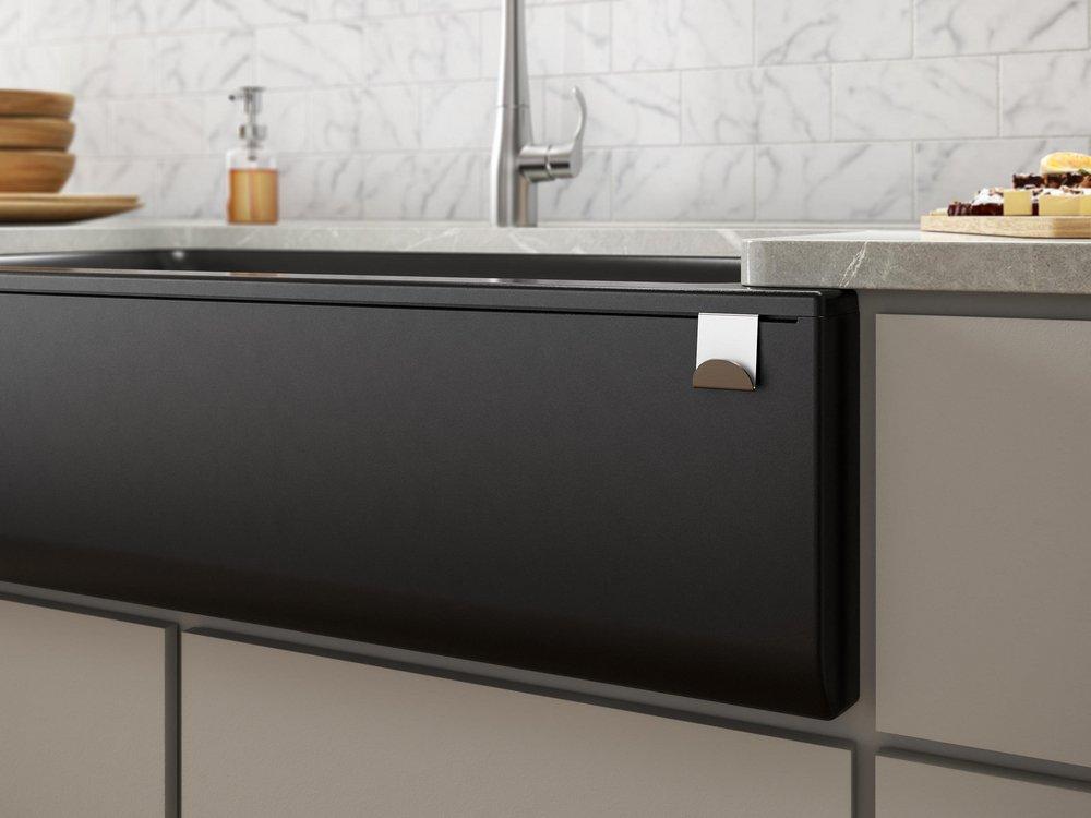 KOHLER Matte Black 34 x 21-3/16 in. No-Hole Composite Single Bowl Farmhouse and Undermount Kitchen Sink 