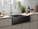 KOHLER Matte Black 34 x 21-3/16 in. No-Hole Composite Single Bowl Farmhouse and Undermount Kitchen Sink 