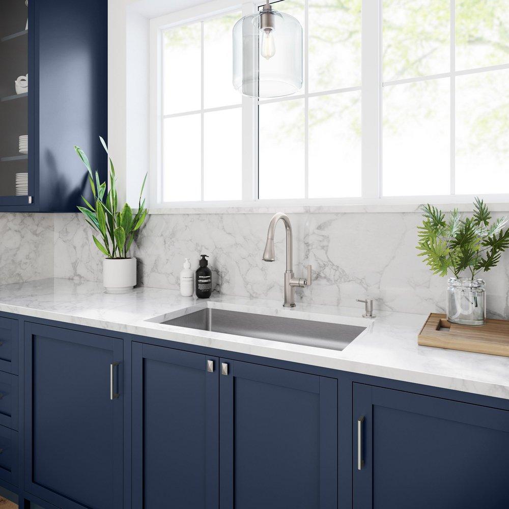 PROFLO&reg; Brushed Nickel Single Handle Pull Down Kitchen Faucet 