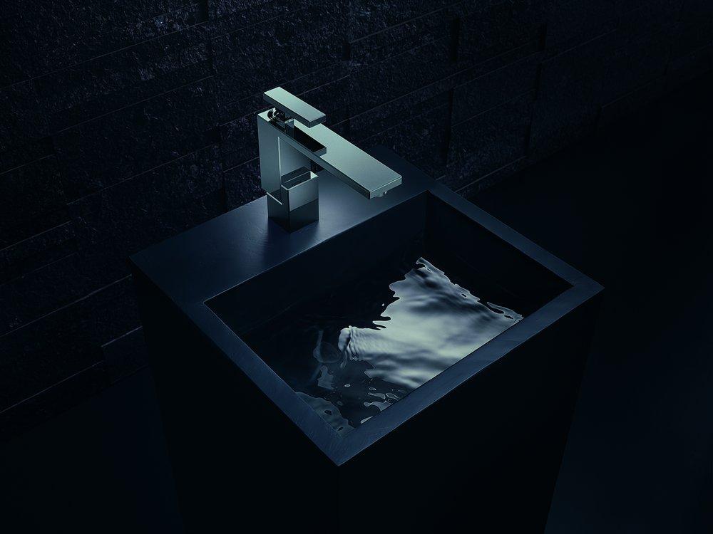 Single Handle Monoblock Bathroom Sink Faucet in Chrome 