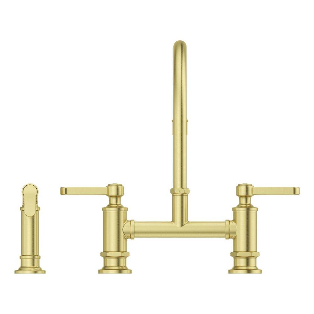 Pfister Brushed Gold Two Handle Bridge Kitchen Faucet 