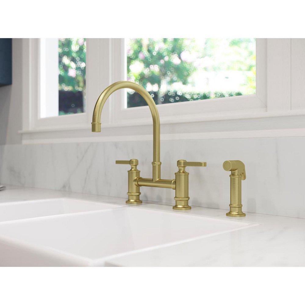Pfister Brushed Gold Two Handle Bridge Kitchen Faucet 