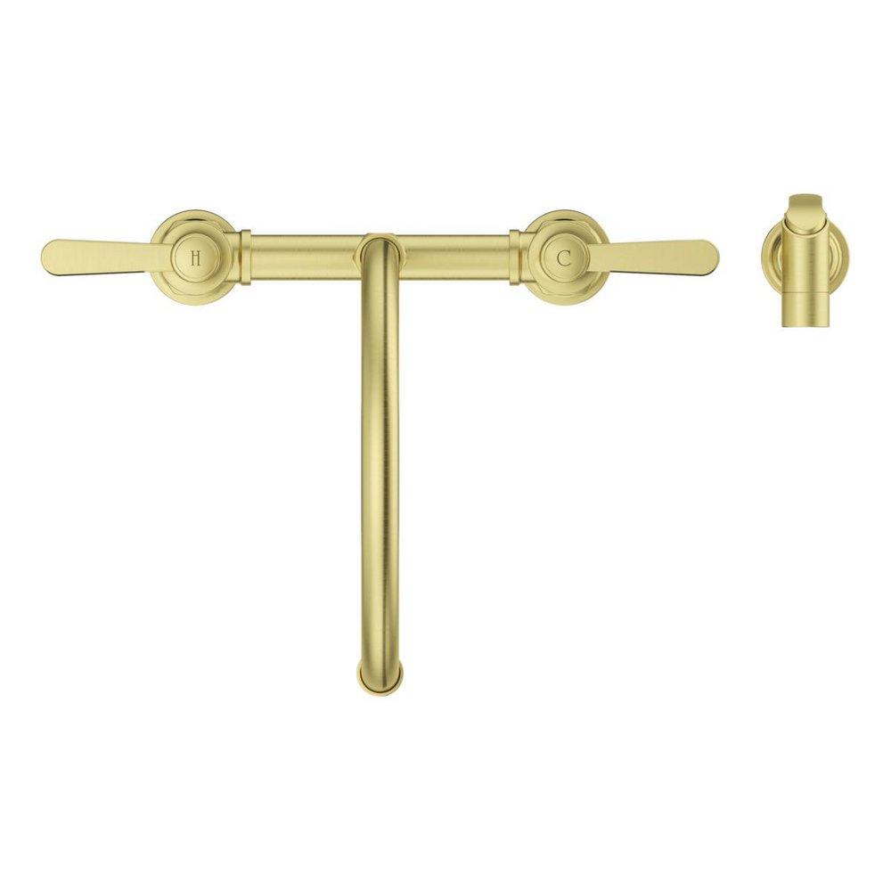 Pfister Brushed Gold Two Handle Bridge Kitchen Faucet 