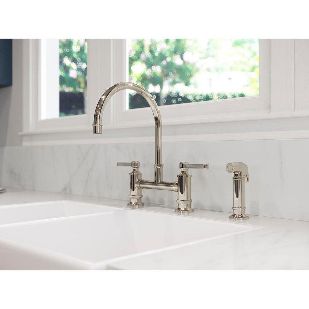 Pfister Polished Nickel Two Handle Bridge Kitchen Faucet 