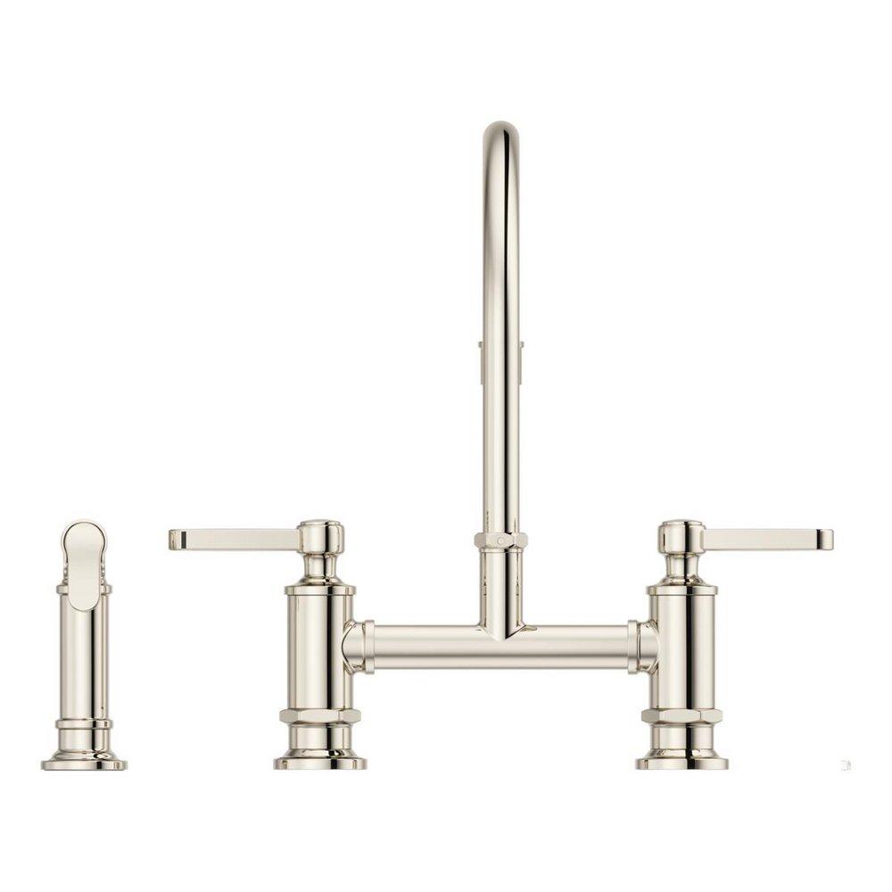 Pfister Polished Nickel Two Handle Bridge Kitchen Faucet 