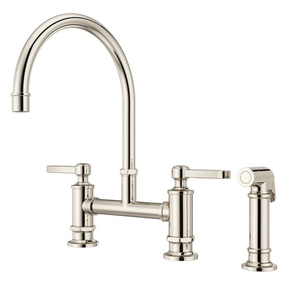 Pfister Polished Nickel Two Handle Bridge Kitchen Faucet 